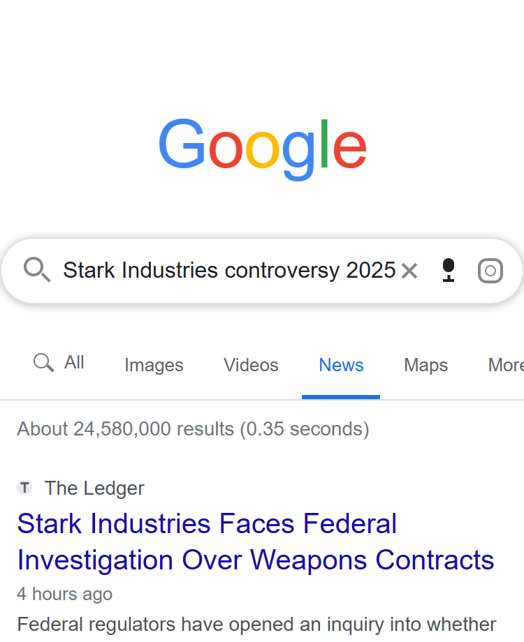 Google Fake News Articles Example