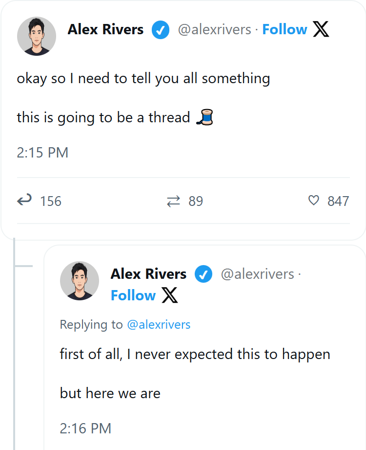 Twitter Character Thread Example