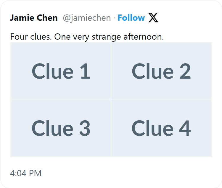 A tweet with four photos in a two-by-two grid