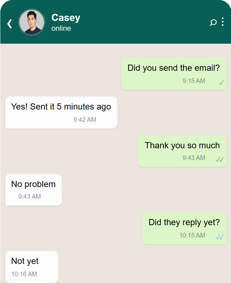 WhatsApp Timestamps & Read Receipts Example